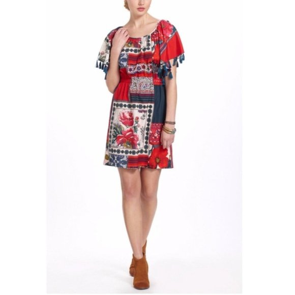 💝 Anthropologie Vanessa Virginia Persian Rose dress S EUC - Picture 1 of 15